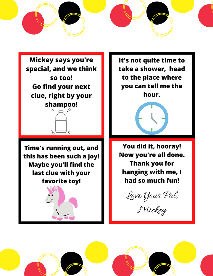 Disney Mickey's Scavenger Hunt Printable Game