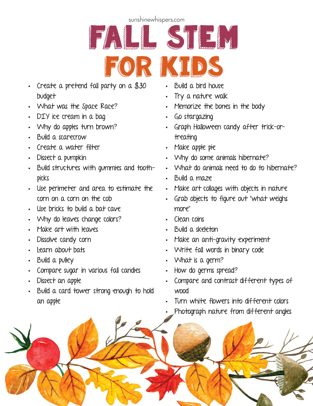 Fall Family Fun Activity Bundle