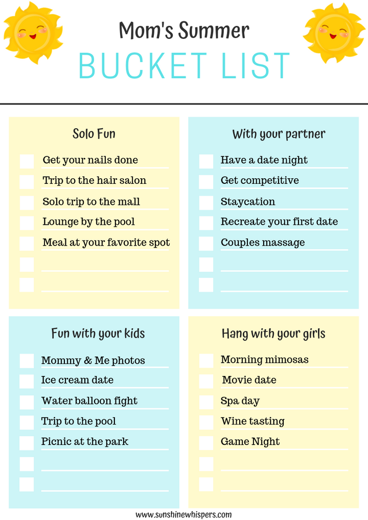 Family Summer Bucket List Planner