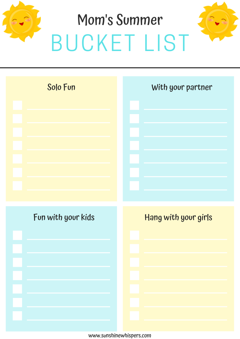 Family Summer Bucket List Planner