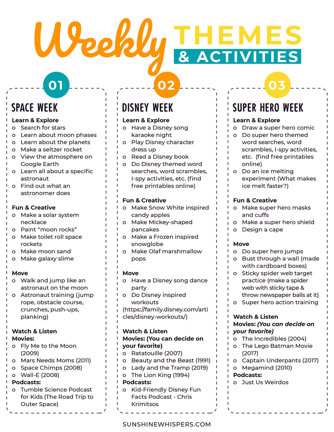 Summer Camp at Home Planner