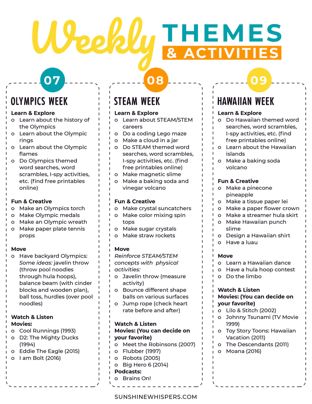 Summer Camp at Home Planner