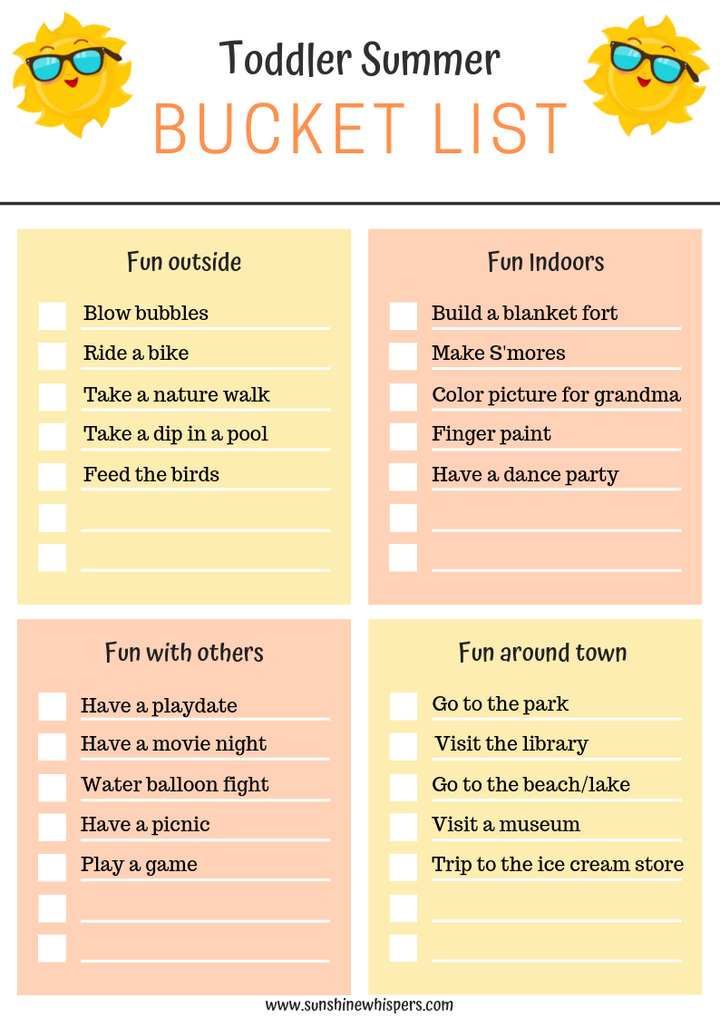 Family Summer Bucket List Planner