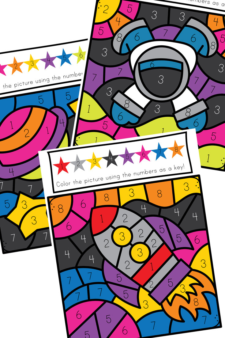 Space Color By Number Coloring Pages