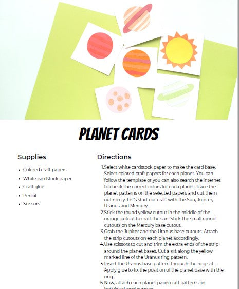 Outer Space and Aliens Craft and Activity E-Book